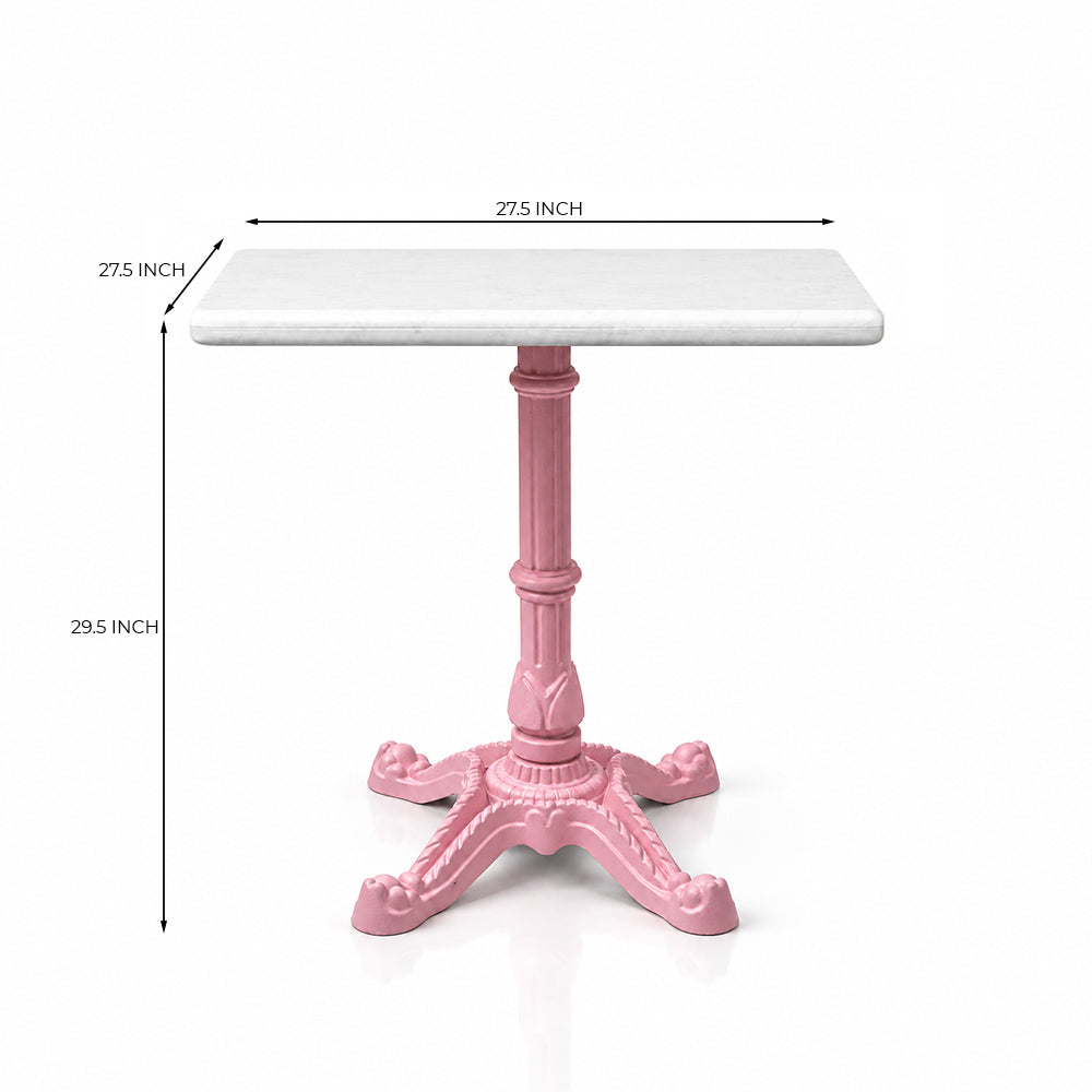 Sterling White Banswara Marble Restaurant Table with Metal Legs - Medium