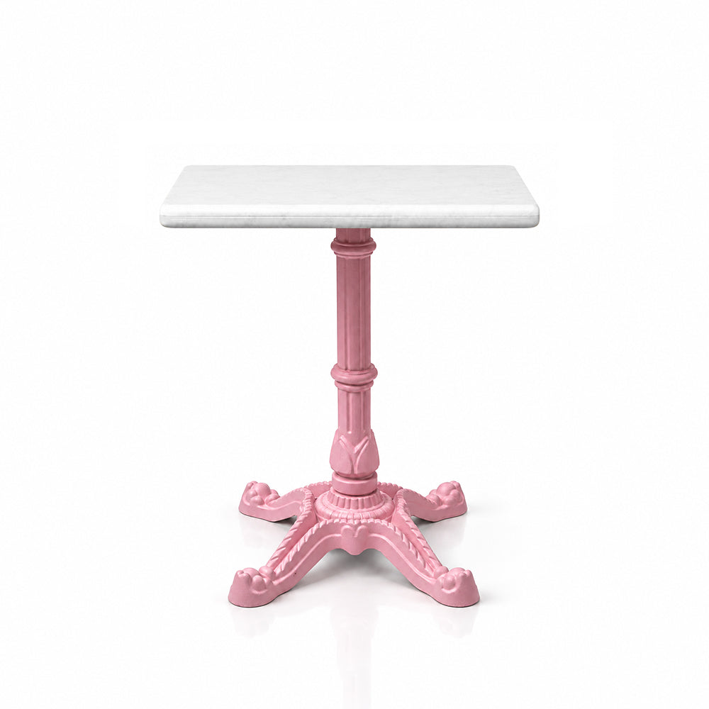 Sterling White Banswara Marble Restaurant Table with Metal Legs - Small