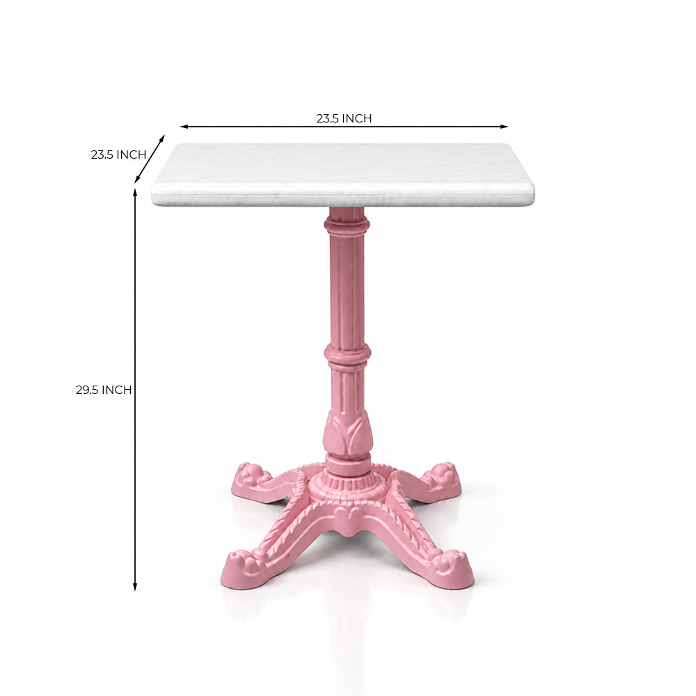 Sterling White Banswara Marble Restaurant Table with Metal Legs - Small