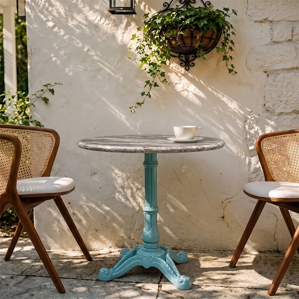 Haven Sawar Marble Restaurant Table with Metal Legs - Large