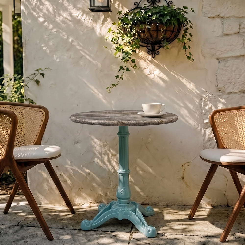 Haven Sawar Marble Restaurant Table with Metal Legs - Medium