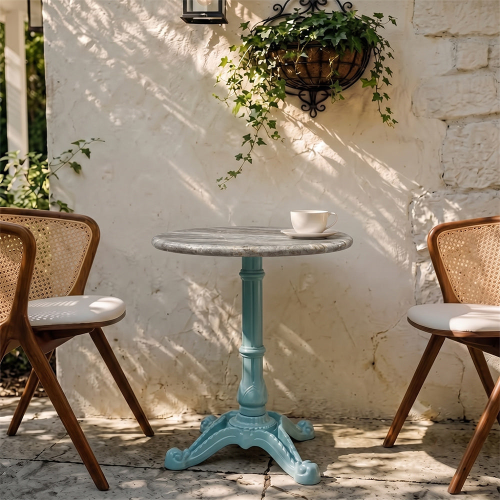 Haven Sawar Marble Restaurant Table with Metal Legs - Small
