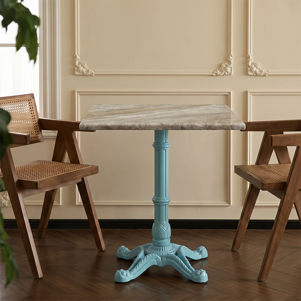 Ashford Sawar Marble Restaurant Table with Metal Legs - Large
