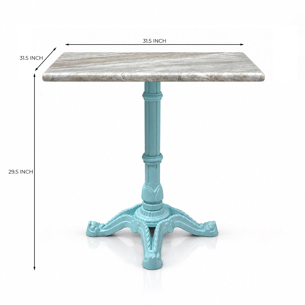 Ashford Sawar Marble Restaurant Table with Metal Legs - Large