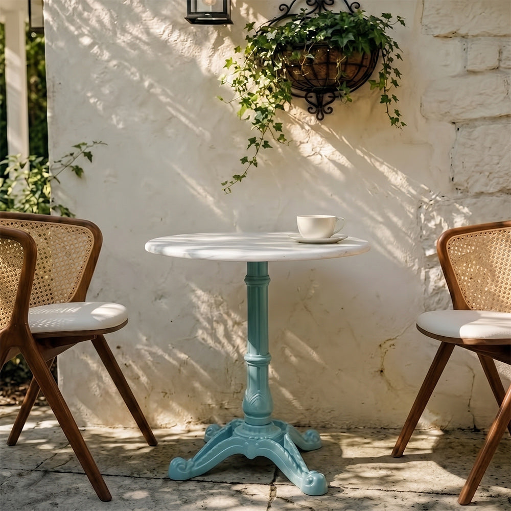 Mercer White Banswara Marble Restaurant Table with Metal Legs - Medium