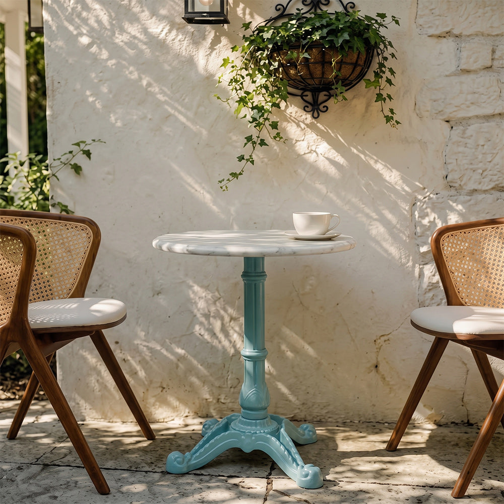 Mercer White Banswara Marble Restaurant Table with Metal Legs - Small
