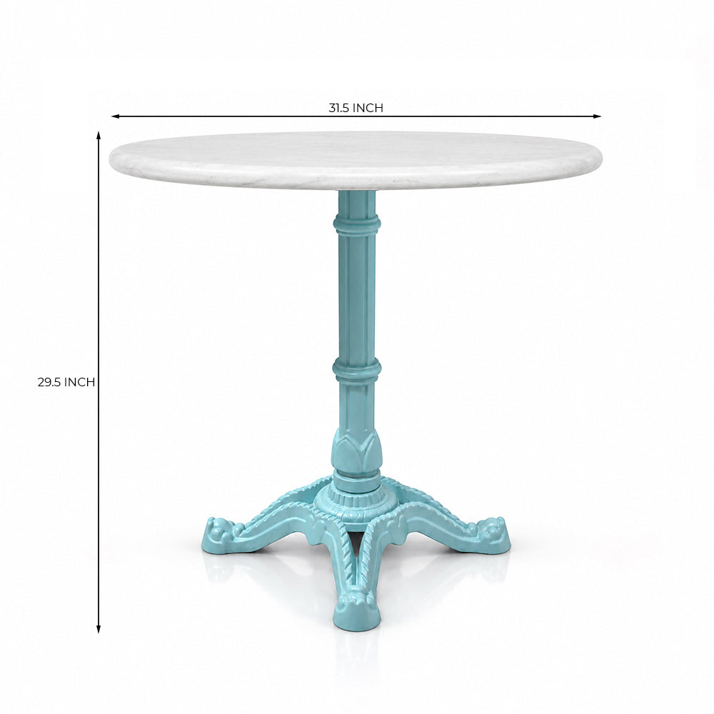 Mercer White Banswara Marble Restaurant Table with Metal Legs - Large