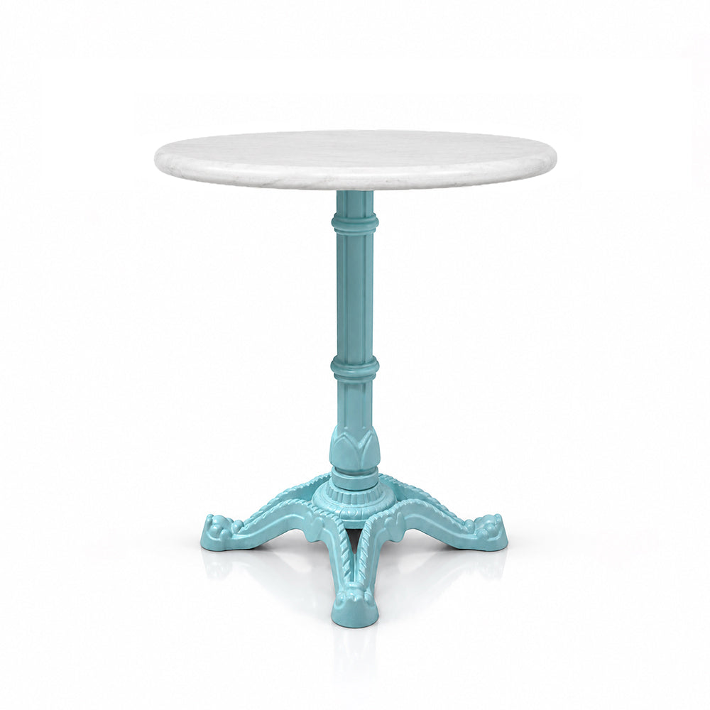 Mercer White Banswara Marble Restaurant Table with Metal Legs - Small