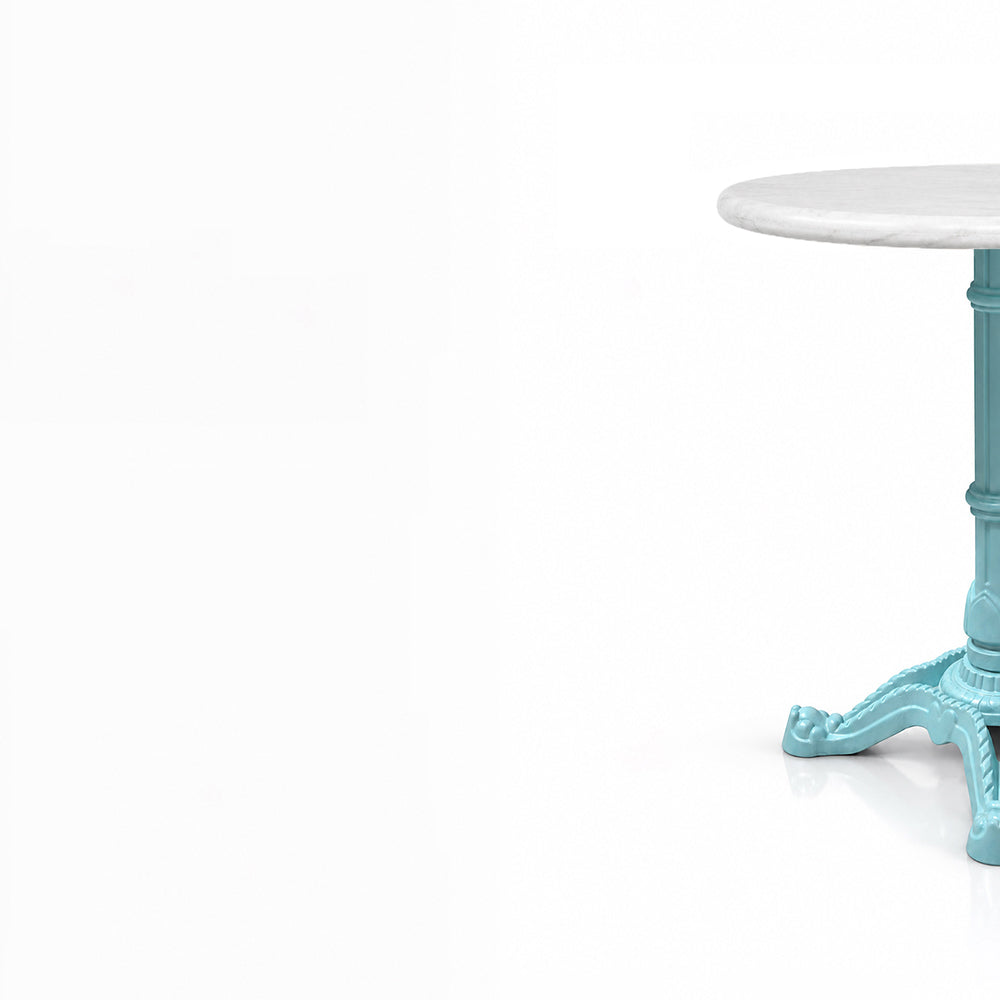 Mercer White Banswara Marble Restaurant Table with Metal Legs - Small