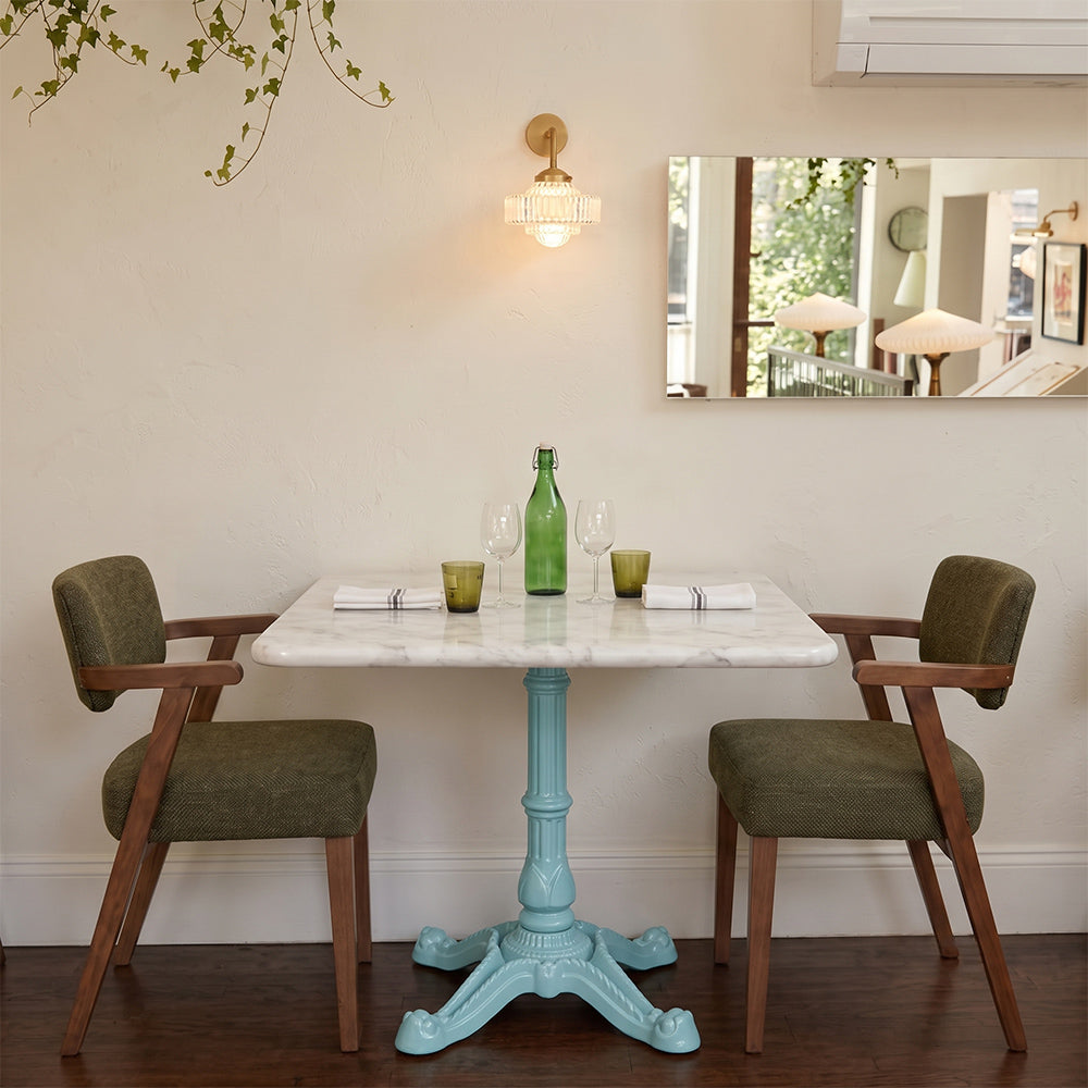 Beacon White Banswara Marble Restaurant Table with Metal Legs - Large