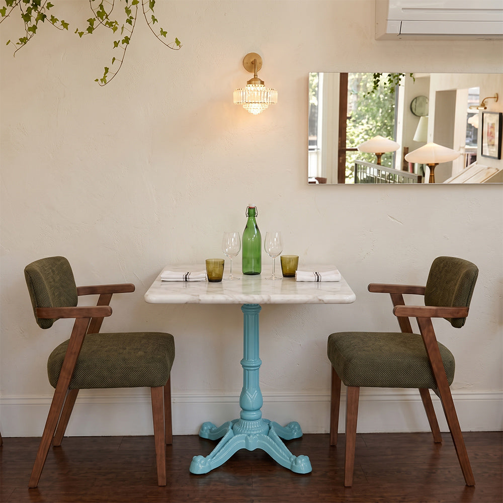 Beacon White Banswara Marble Restaurant Table with Metal Legs - Medium