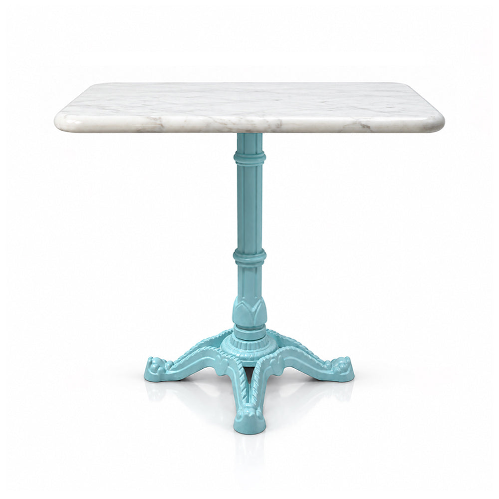 Beacon White Banswara Marble Restaurant Table with Metal Legs - Large
