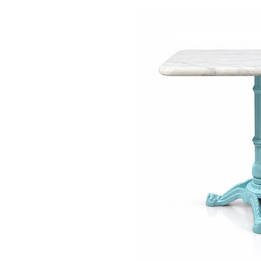 Beacon White Banswara Marble Restaurant Table with Metal Legs - Large