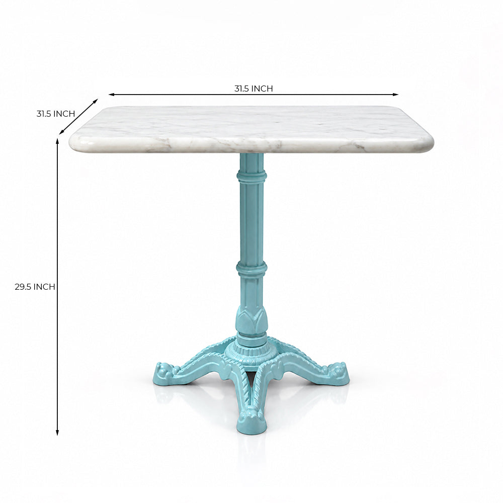 Beacon White Banswara Marble Restaurant Table with Metal Legs - Large