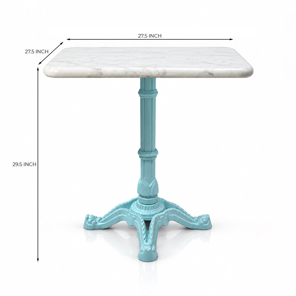 Beacon White Banswara Marble Restaurant Table with Metal Legs - Medium