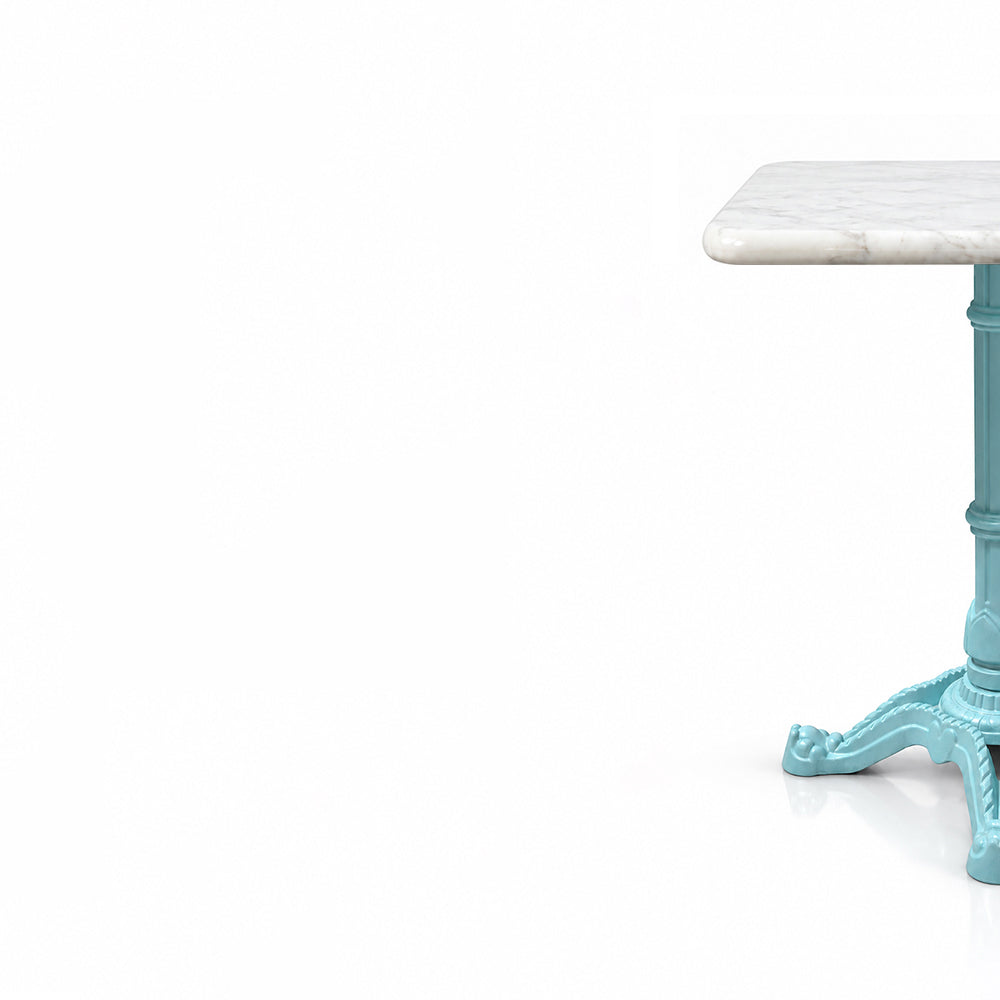Beacon White Banswara Marble Restaurant Table with Metal Legs - Small