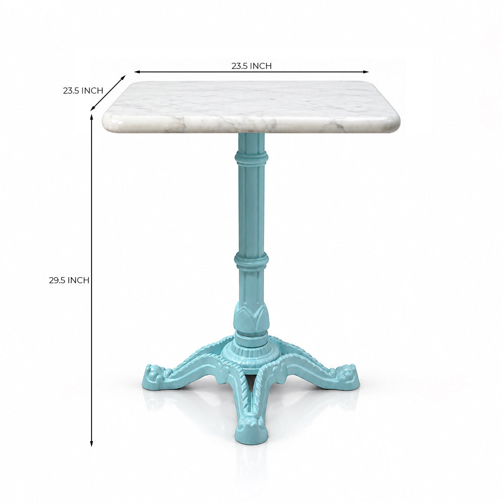 Beacon White Banswara Marble Restaurant Table with Metal Legs - Small