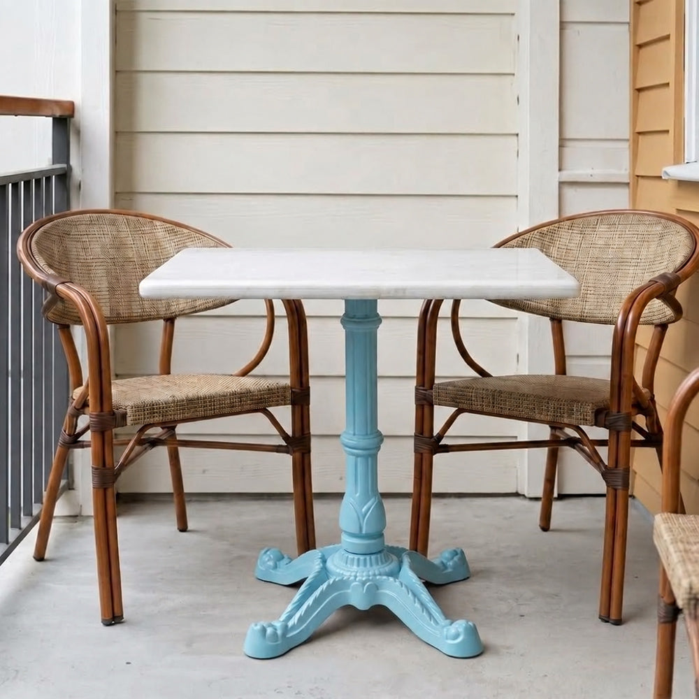 Whitley White Banswara Marble Restaurant Table with Metal Legs - Large