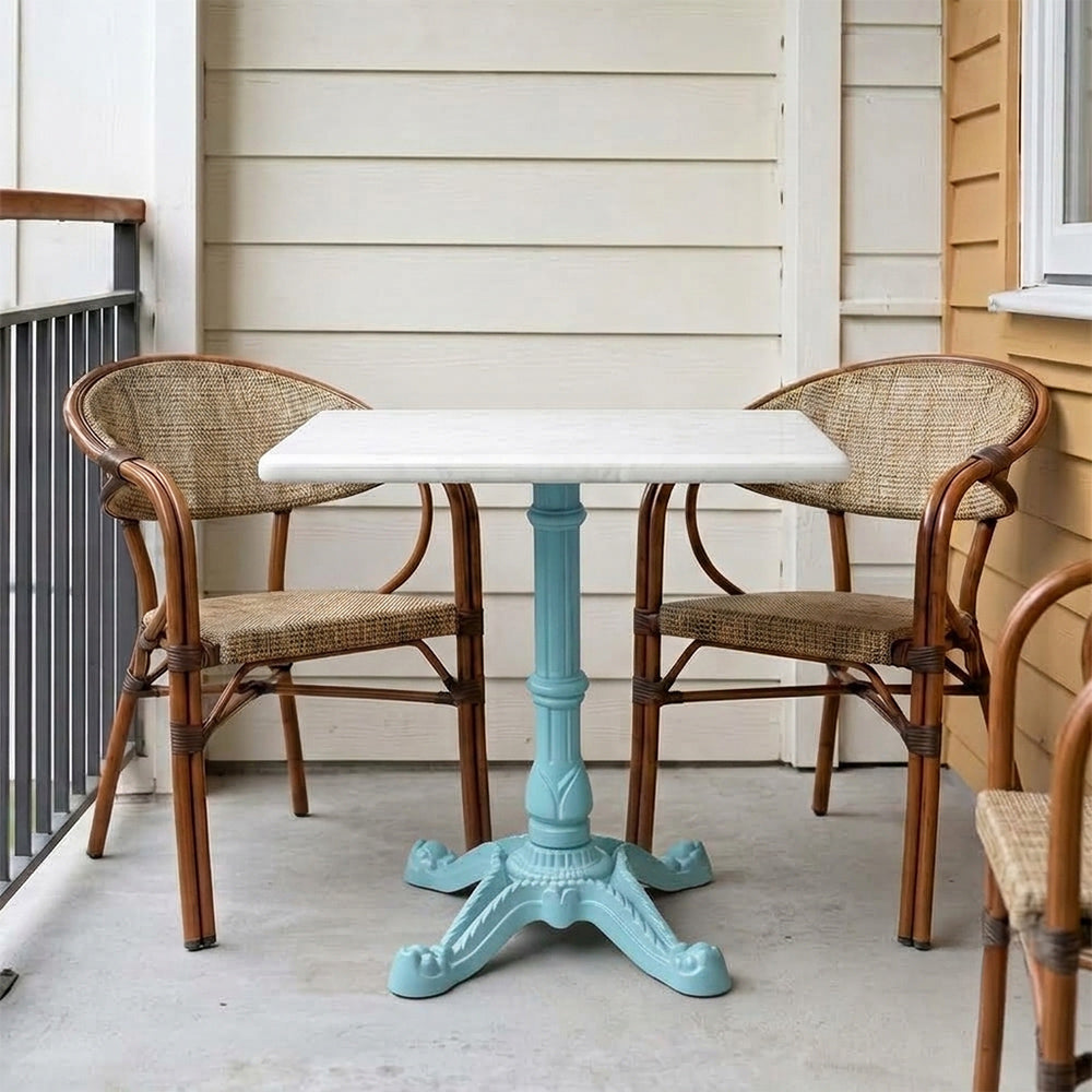 Whitley White Banswara Marble Restaurant Table with Metal Legs - Medium