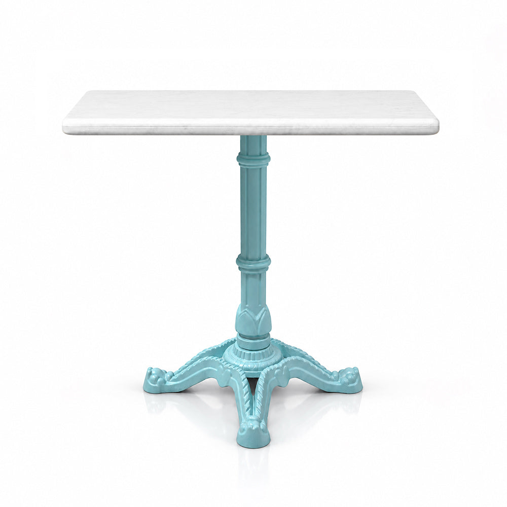 Whitley White Banswara Marble Restaurant Table with Metal Legs - Large