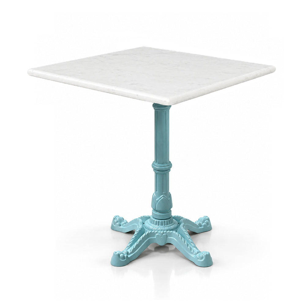 Whitley White Banswara Marble Restaurant Table with Metal Legs - Large