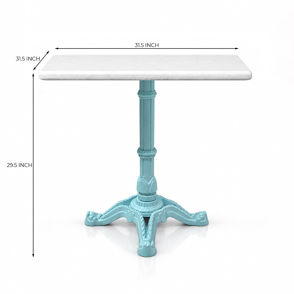 Whitley White Banswara Marble Restaurant Table with Metal Legs - Large