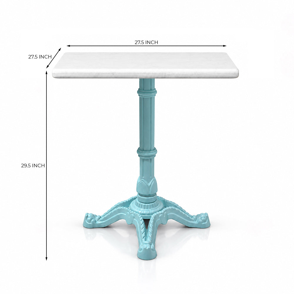 Whitley White Banswara Marble Restaurant Table with Metal Legs - Medium