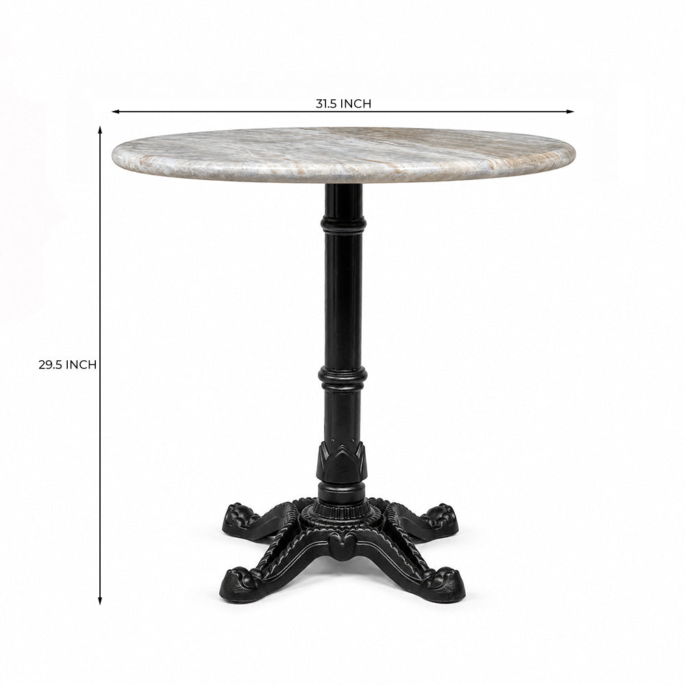 Crestwood Sawar Marble Restaurant Table with Metal Legs - Large