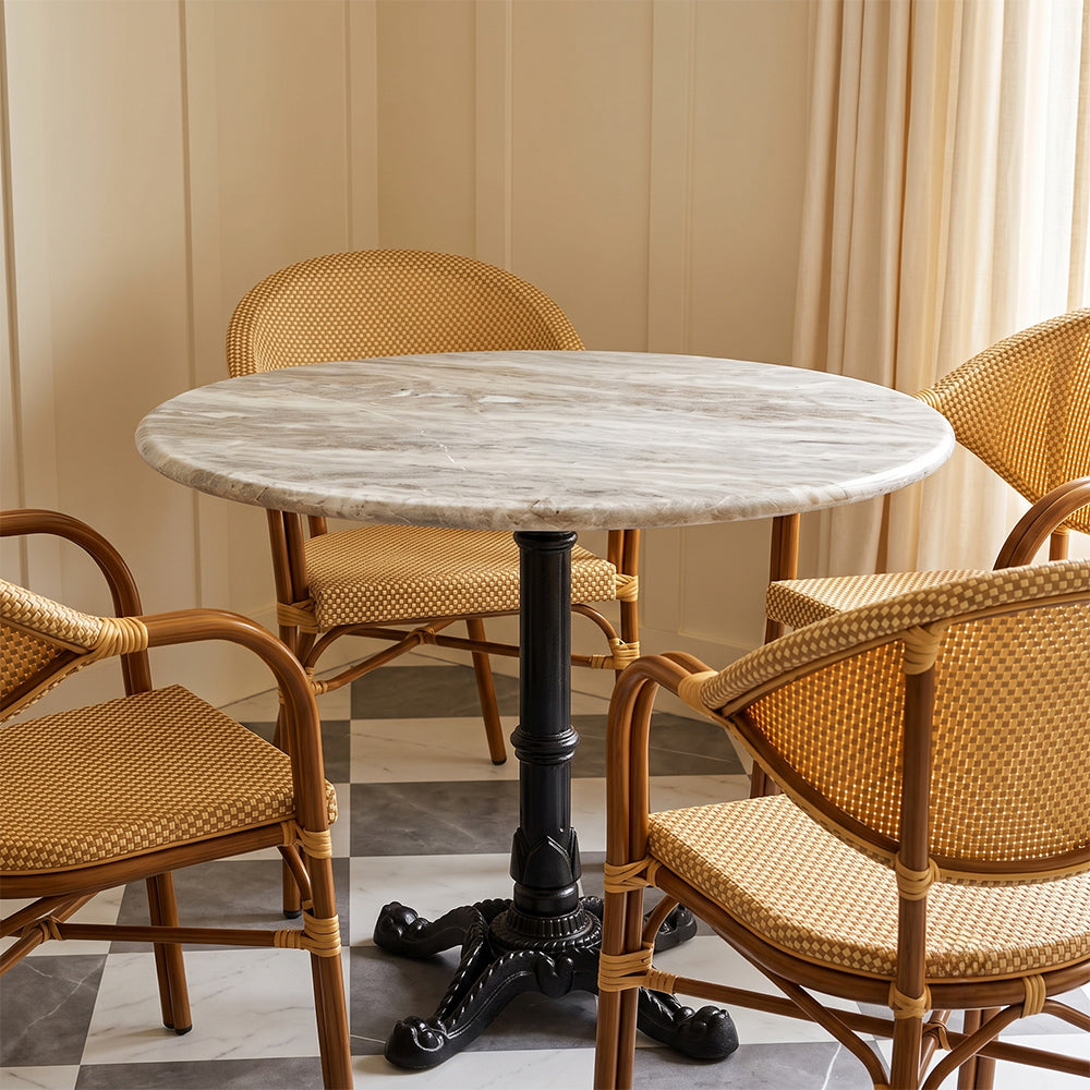 Crestwood Sawar Marble Restaurant Table with Metal Legs - Large