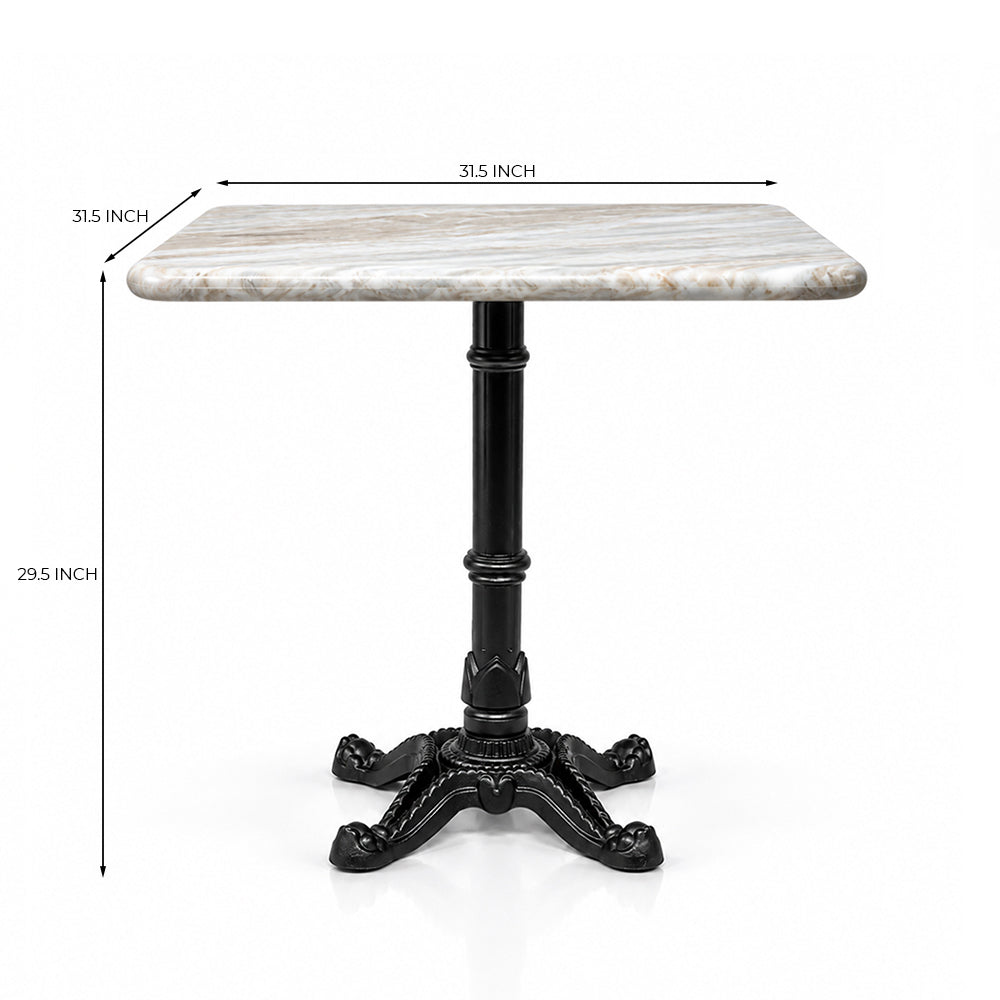 Hartley Sawar Marble Restaurant Table with Metal Legs - Large