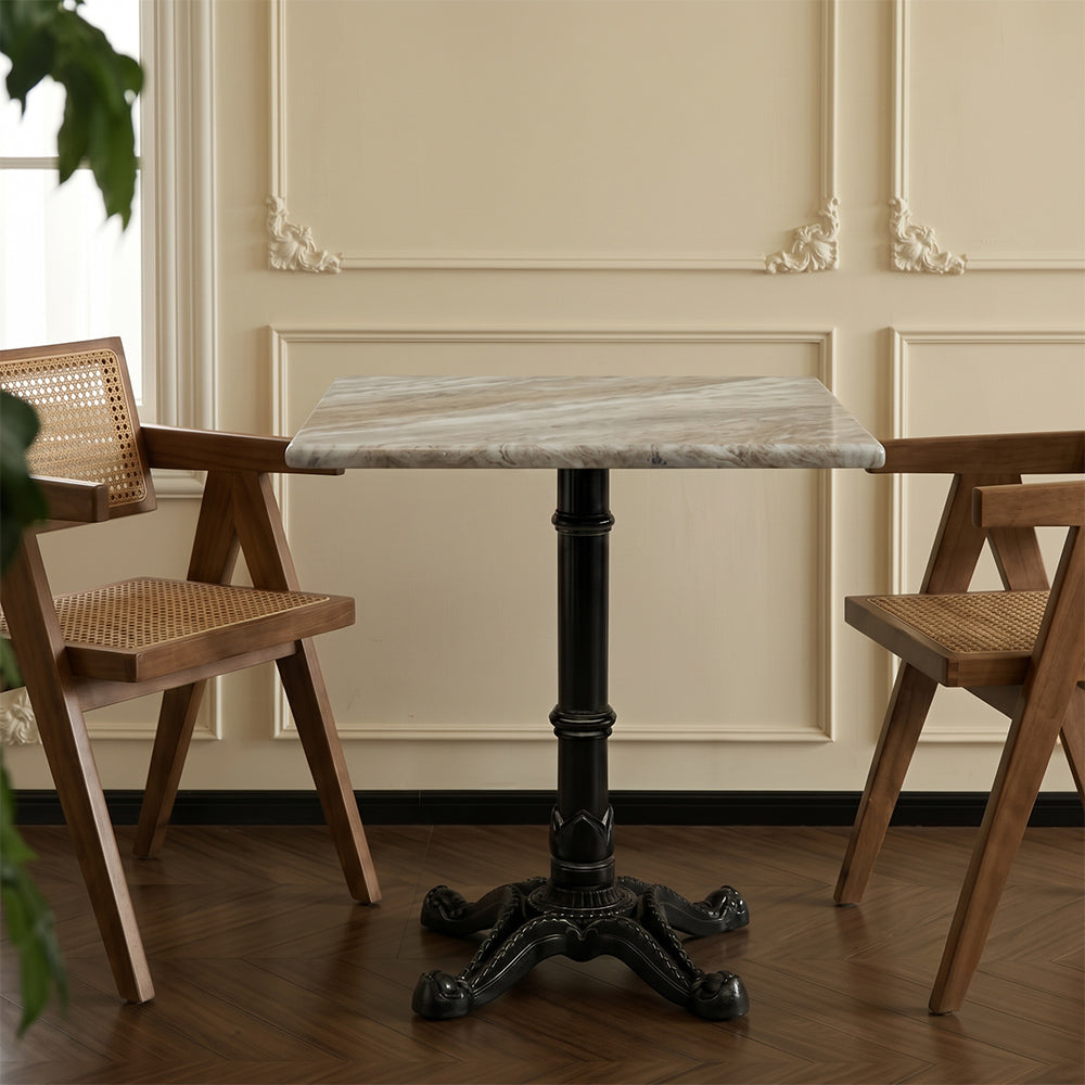 Dalton Sawar Marble Restaurant Table with Metal Legs - Large