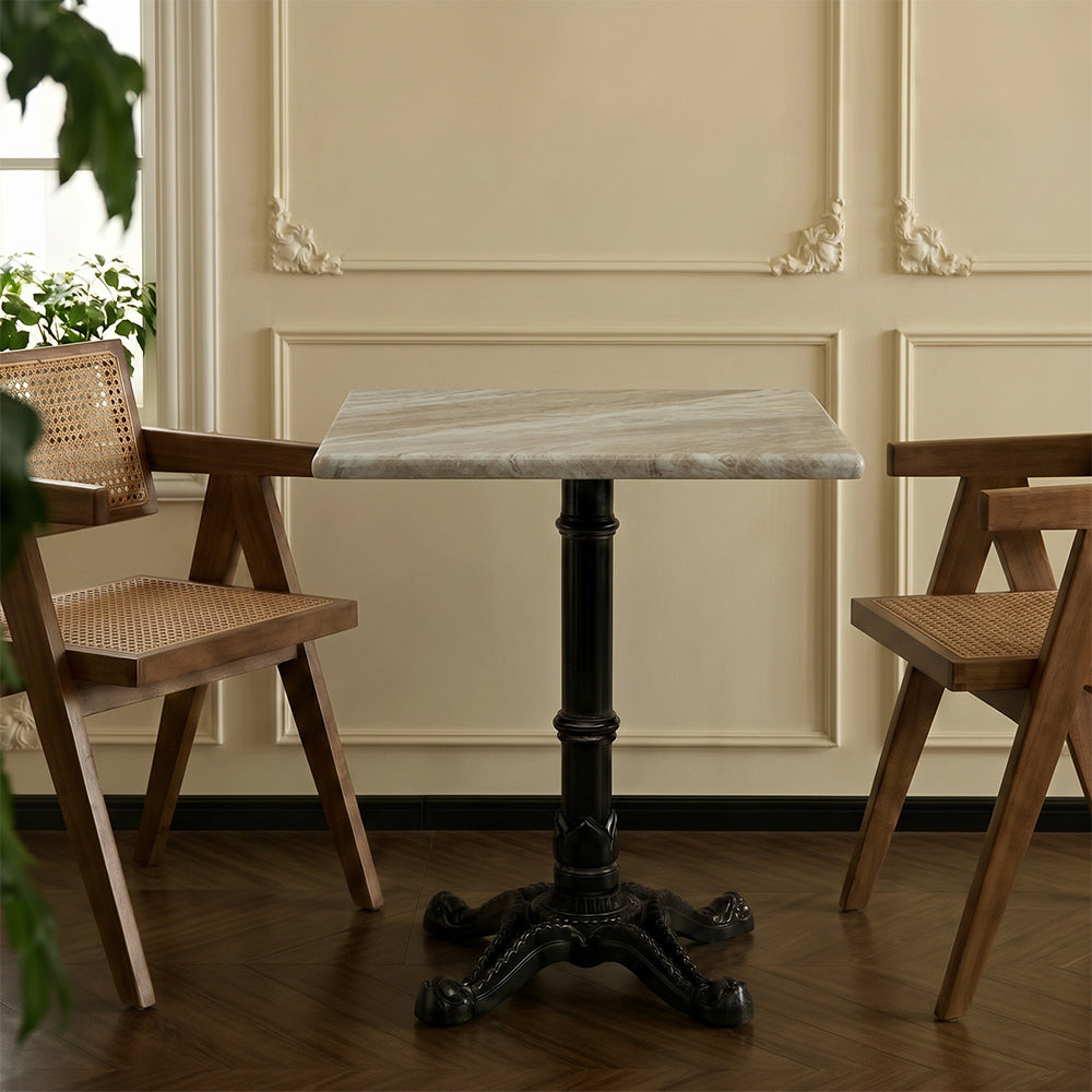 Dalton Sawar Marble Restaurant Table with Metal Legs - Medium