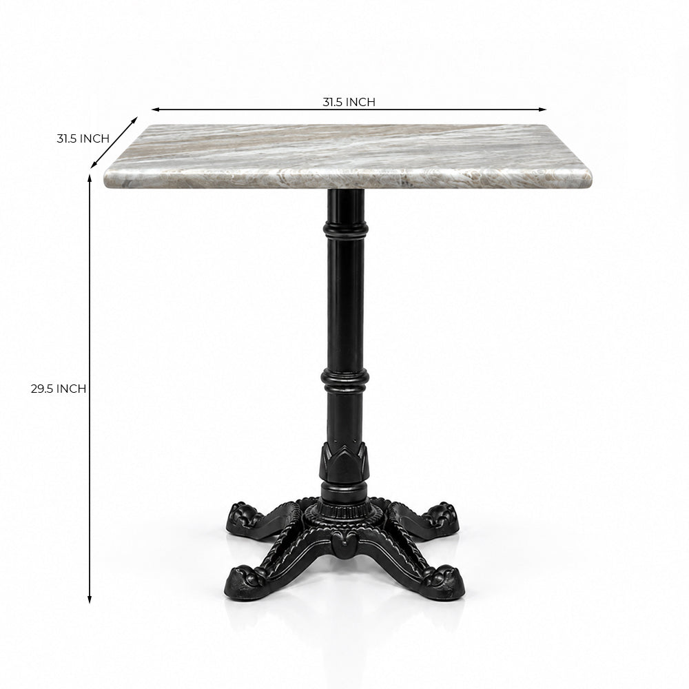 Dalton Sawar Marble Restaurant Table with Metal Legs - Large