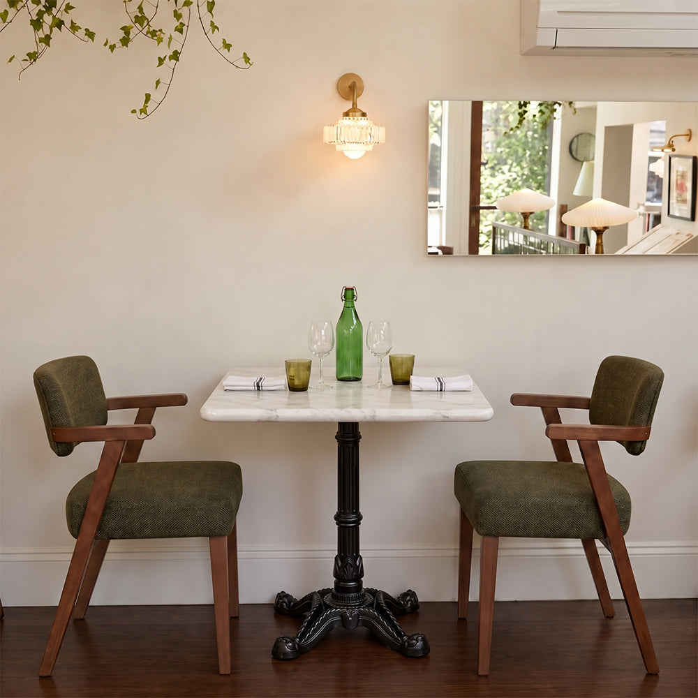 Seabrook White Banswara Marble Restaurant Table with Metal Legs - Medium