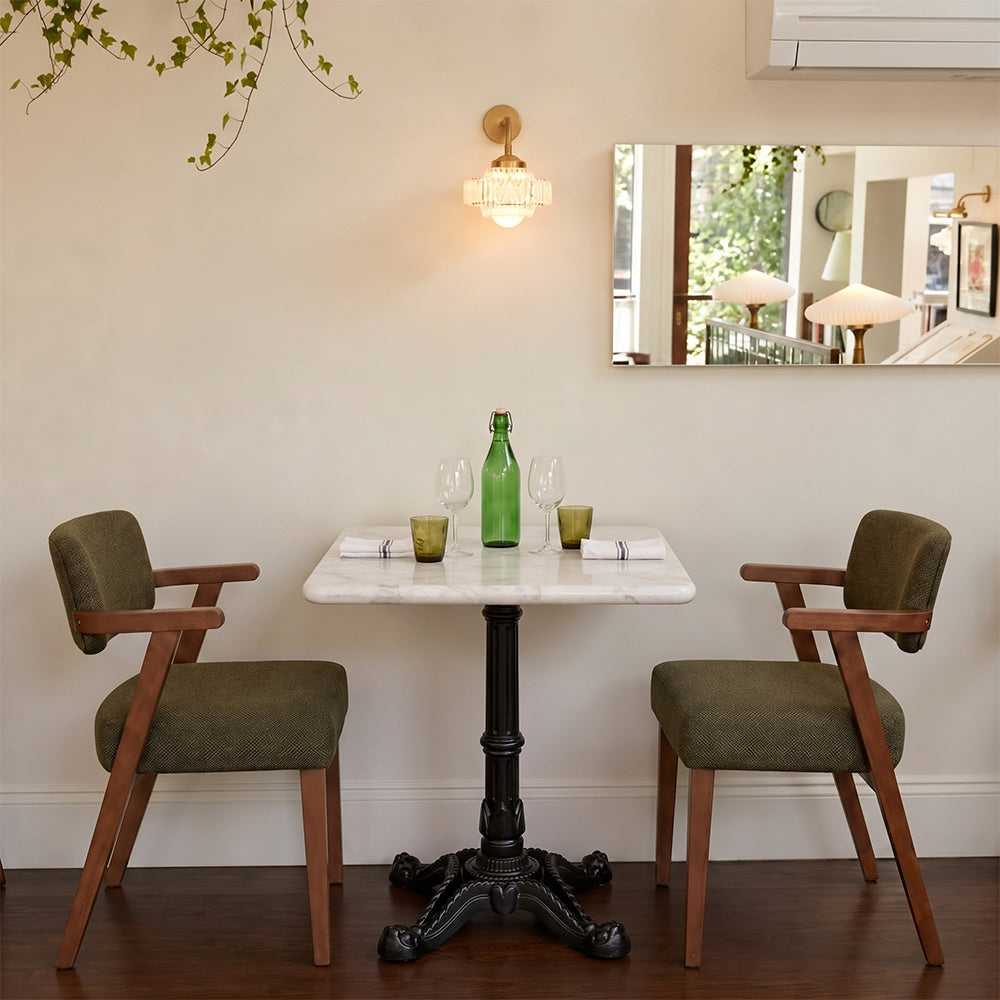 Seabrook White Banswara Marble Restaurant Table with Metal Legs - Small