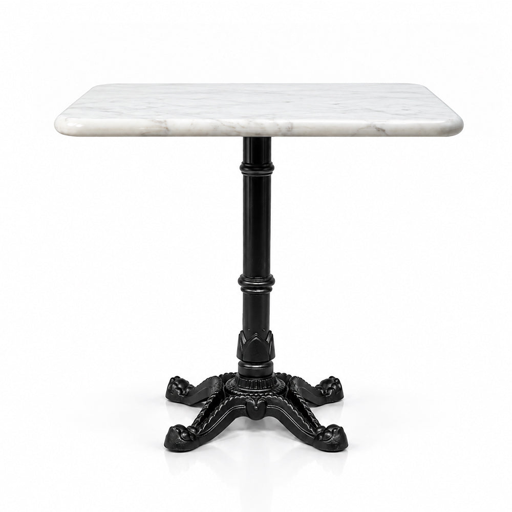 Seabrook White Banswara Marble Restaurant Table with Metal Legs - Large