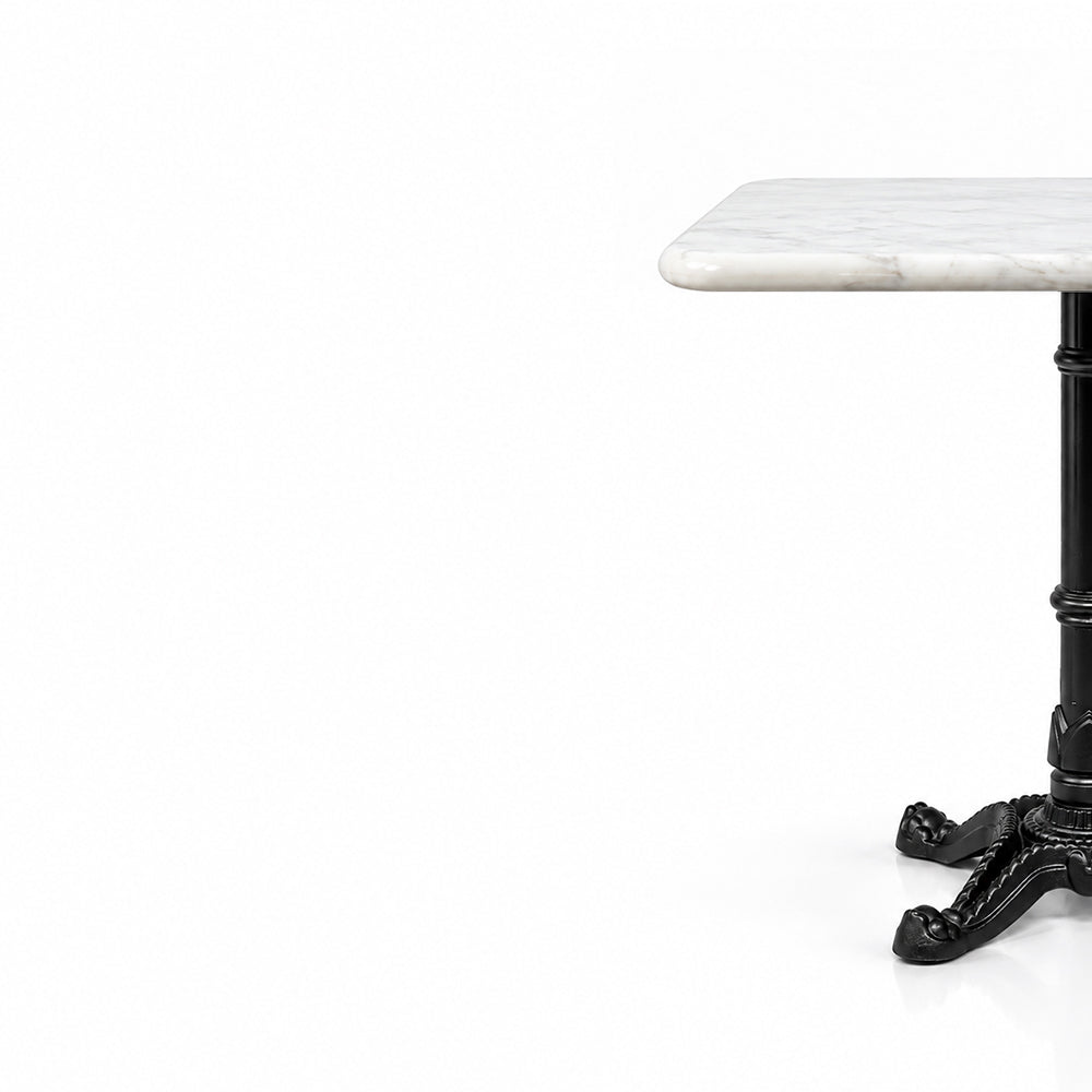 Seabrook White Banswara Marble Restaurant Table with Metal Legs - Large