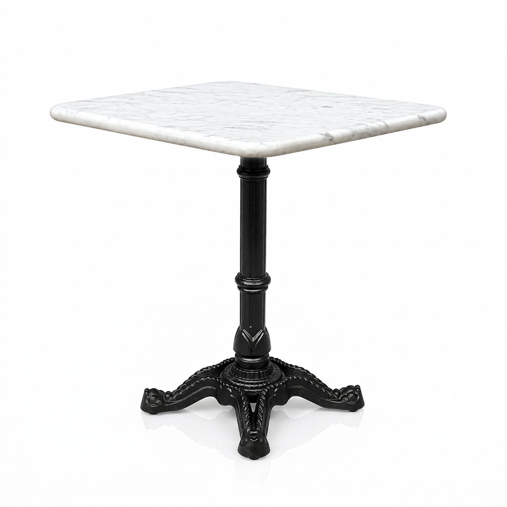 Seabrook White Banswara Marble Restaurant Table with Metal Legs - Large
