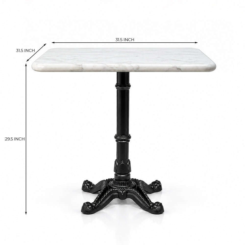 Seabrook White Banswara Marble Restaurant Table with Metal Legs - Large