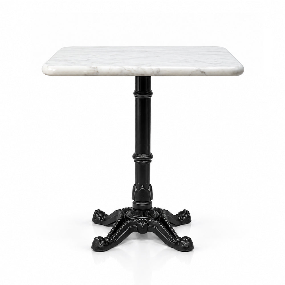 Seabrook White Banswara Marble Restaurant Table with Metal Legs - Medium
