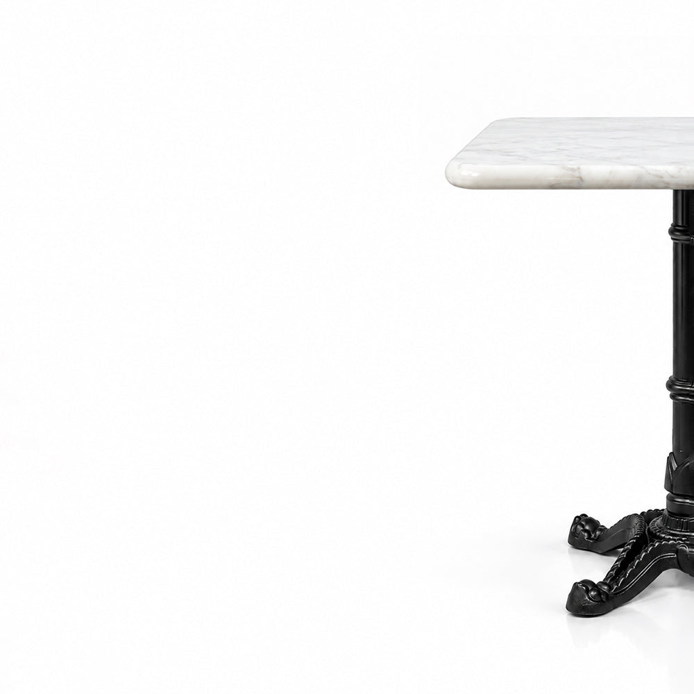 Seabrook White Banswara Marble Restaurant Table with Metal Legs - Medium