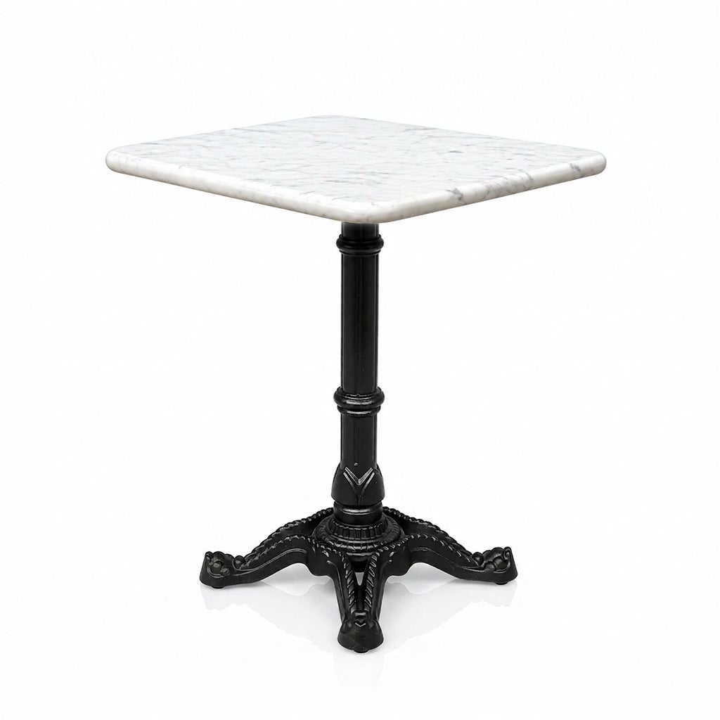 Seabrook White Banswara Marble Restaurant Table with Metal Legs - Medium