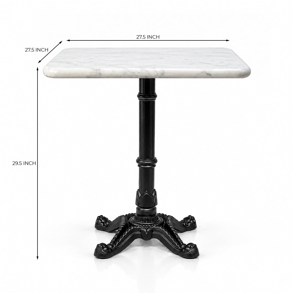 Seabrook White Banswara Marble Restaurant Table with Metal Legs - Medium
