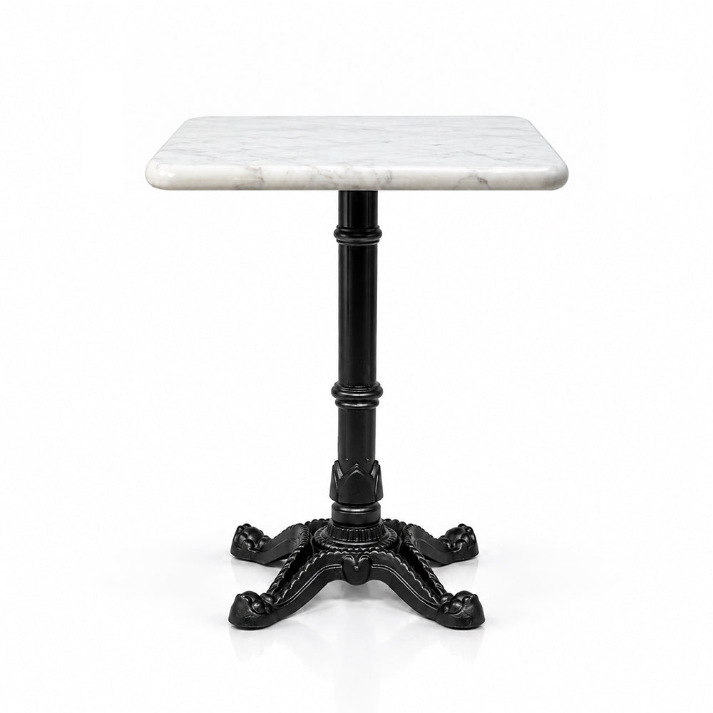 Seabrook White Banswara Marble Restaurant Table with Metal Legs - Small