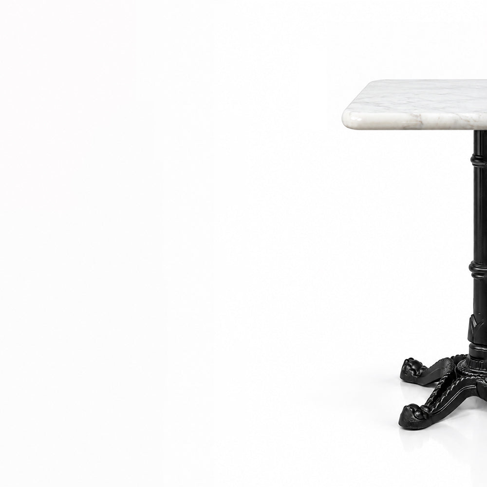 Seabrook White Banswara Marble Restaurant Table with Metal Legs - Small