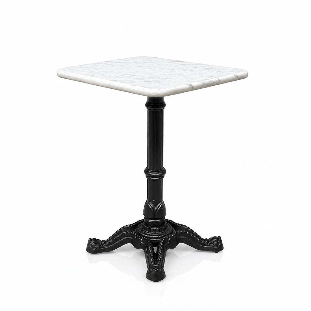 Seabrook White Banswara Marble Restaurant Table with Metal Legs - Small