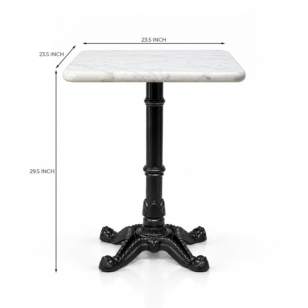 Seabrook White Banswara Marble Restaurant Table with Metal Legs - Small