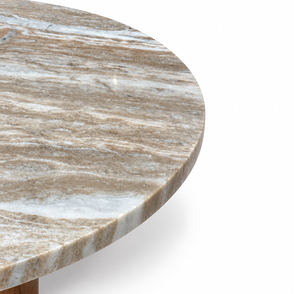 Wren Sawar Marble Coffee Table with Wooden Legs