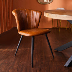 Rustic Flame PU Leather Dining Chair