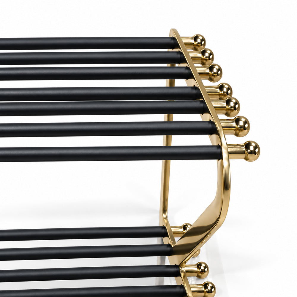 Kael Gold Black Metal Shoe Rack - Product View 2